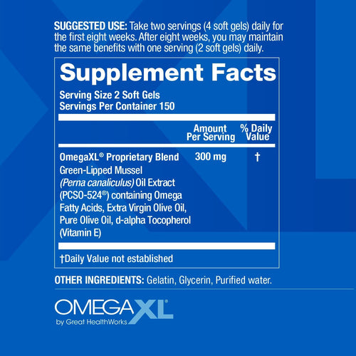 OmegaXL Joint Support | Green-Lipped Mussel Oil | 300 Soft Gels | 30% - 50% OFF
