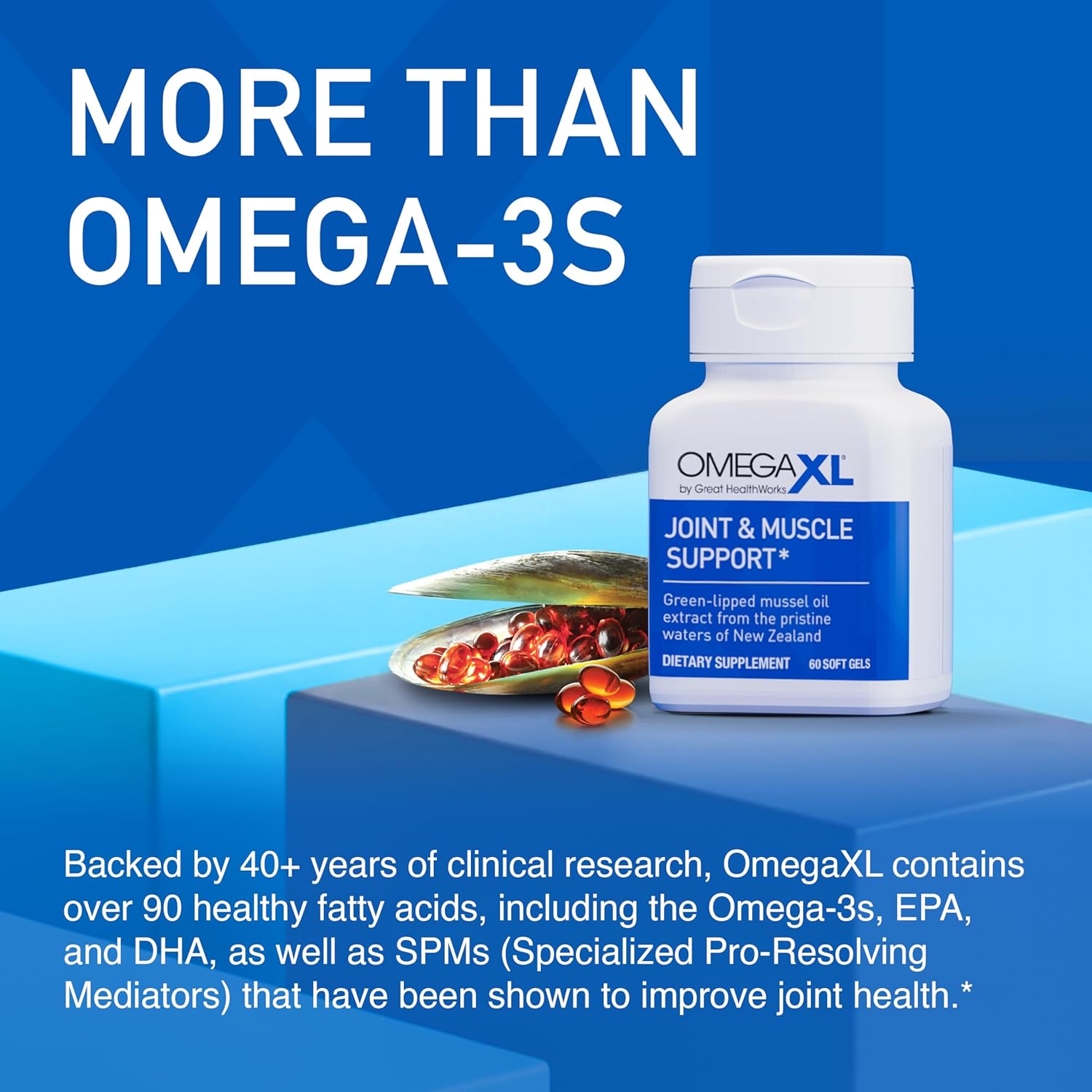 OmegaXL Joint Support | Green-Lipped Mussel Oil | 120 Soft Gels | 30% OFF